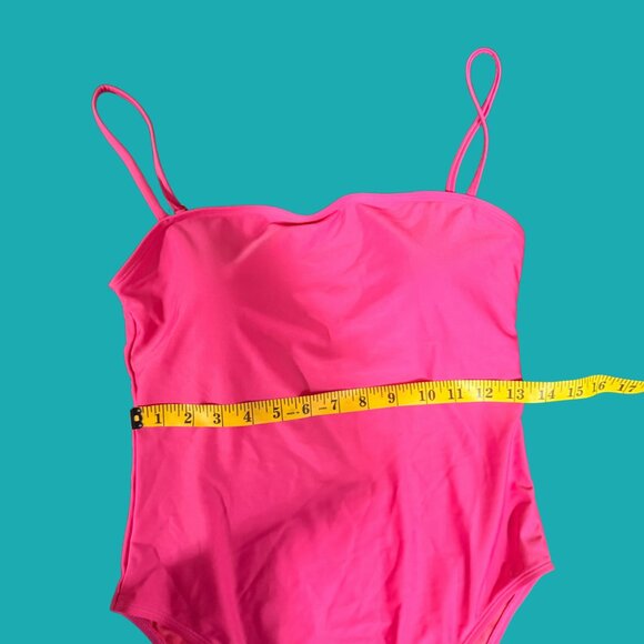 💕 Relleciga Hot Pink Spaghetti Strap One-Piece Swimsuit (Size L) - Picture 4 of 5